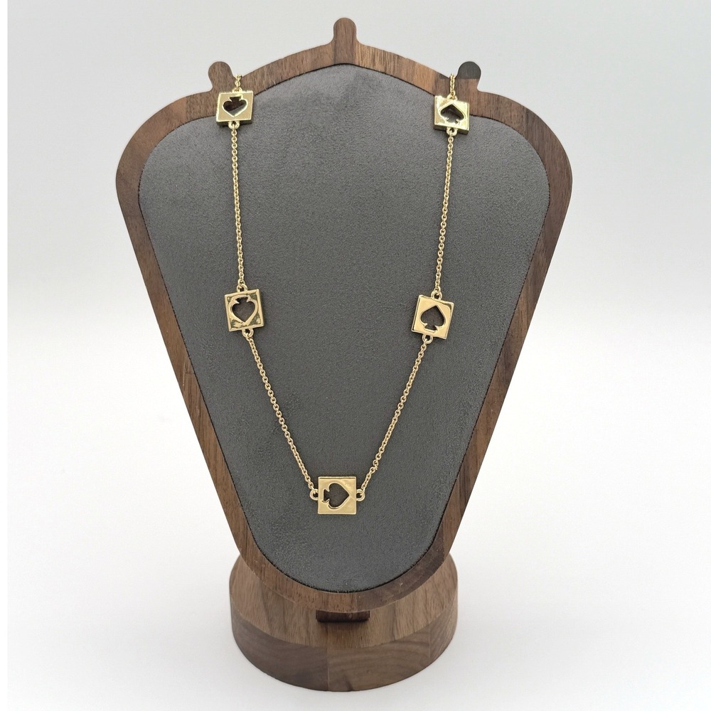 Kate Spade Everyday Spade Gold Station Necklace Long Square Cutout Logo 32"